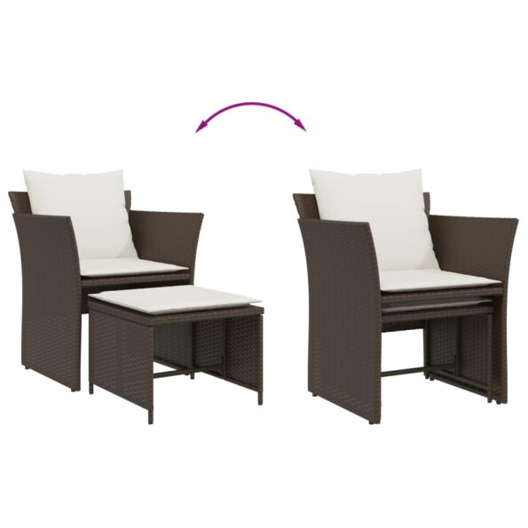 vidaXL Záhradná stolička s taburetkou hnedá polyratan – Obrázok 8