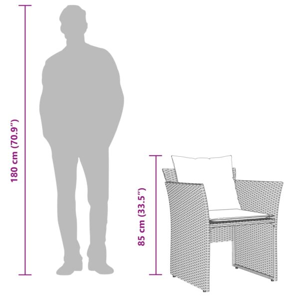 vidaXL Záhradná stolička s taburetkou hnedá polyratan – Obrázok 11