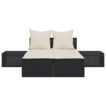 vidaXL Dvojité ležadlo s vankúšmi čierne polyratan – Obrázok 4