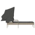 vidaXL Lehátko so strieškou svetlosivé polyratan – Obrázok 5