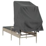 vidaXL Lehátko so strieškou svetlosivé polyratan – Obrázok 6