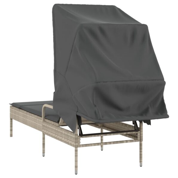 vidaXL Lehátko so strieškou svetlosivé polyratan – Obrázok 6