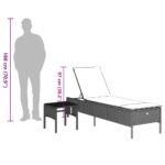 vidaXL vidaXL Ležadlo so stolíkom a vankúšom svetlosivé polyratan – Obrázok 12