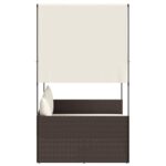 vidaXL Dvojité ležadlo so strieškou a závesmi hnedé polyratan – Obrázok 4