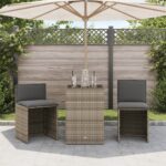 vidaXL 3-dielna bistro súprava s podložkami béžová polyratan – Obrázok 3