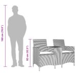 vidaXL 2-miestna záhradná pohovka so stolom vankúše sivá polyratan – Obrázok 9