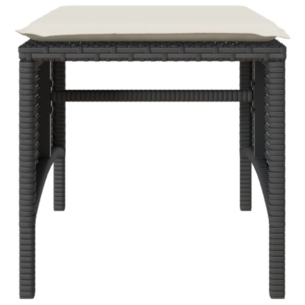vidaXL Záhradná pohovka, 2-miestna, stôl a taburetky, čierna polyratan – Obrázok 10