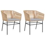 vidaXL Záhradné kreslá 2 ks s vankúšmi hnedé polyratan – Obrázok 2