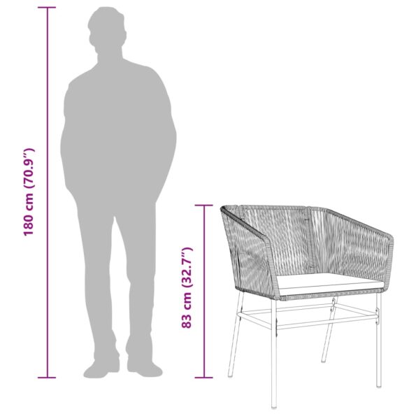 vidaXL Záhradné kreslá 2 ks s vankúšmi hnedé polyratan – Obrázok 10