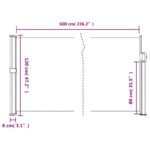vidaXL Zaťahovacia bočná markíza, sivohnedá 120x600 cm – Obrázok 10
