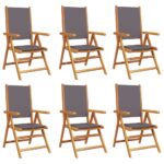 vidaXL Sklápacie záhr. stoličky 6 ks antracitové látka a masívne drevo – Obrázok 2