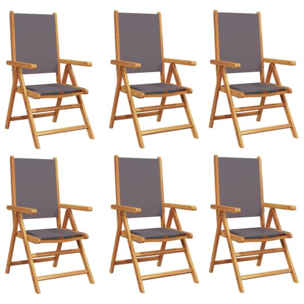 vidaXL Sklápacie záhr. stoličky 6 ks antracitové látka a masívne drevo – Obrázok 2