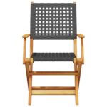 vidaXL Skladacie záhr. stoličky 4 ks čierne polyratan a masívne drevo – Obrázok 4