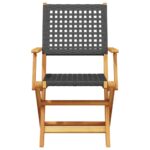 vidaXL Skladacie záhr. stoličky 6 ks čierne polyratan a masívne drevo – Obrázok 4