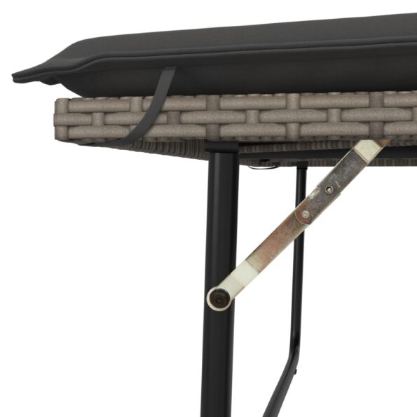 vidaXL Záhradná lavička s podložkami a podnožkou sivá polyratan – Obrázok 9