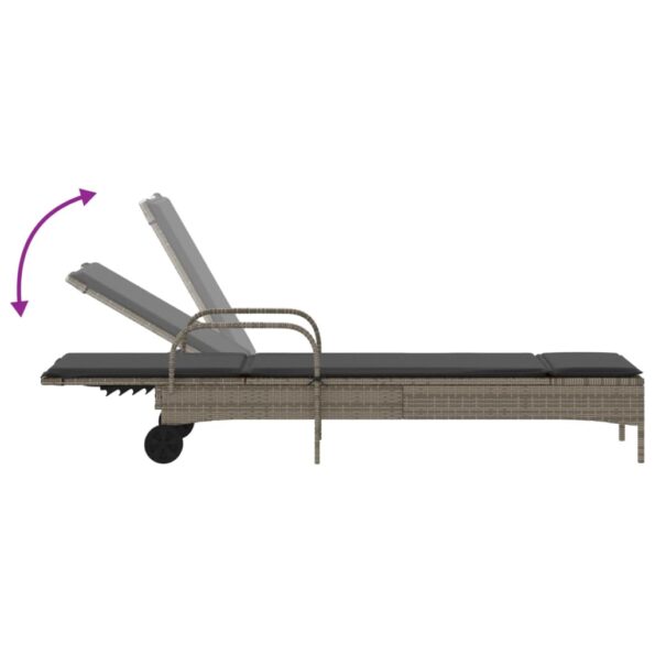 vidaXL Záhradné ležadlá s vankúšmi 2 ks sivé polyratan – Obrázok 7