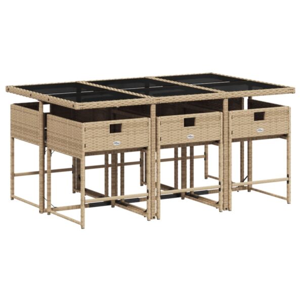 VXL8721102497827_g_en_hd_2.jpg vidaXL 7-dielna záhr. jedálenská sada s vankúšmi mix béžovej polyratan – Obrázok 4