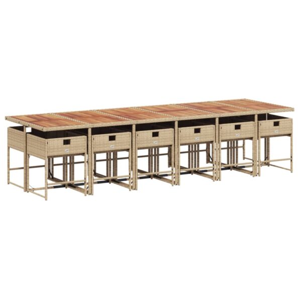 vidaXL 13-dielna záhrad. jedálenská sada vankúše béžová polyratan – Obrázok 4