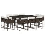 vidaXL 11-dielna záhradná sedacia súprava a vankúše hnedá polyratan – Obrázok 2