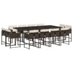 vidaXL 13-dielna záhradná jedálenská súprava vankúše hnedá polyratan – Obrázok 2