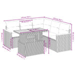 vidaXL 6-dielna záhradná súprava pohoviek s vankúšmi béžová polyratan – Obrázok 3