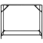 vidaXL Konzolový stolík s čiernou sklenenou doskou 98x35x81 cm oceľ – Obrázok 4