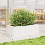 vidaXL Záhradný kvetináč biely 70x40x23 cm borovicový masív – Obrázok 3