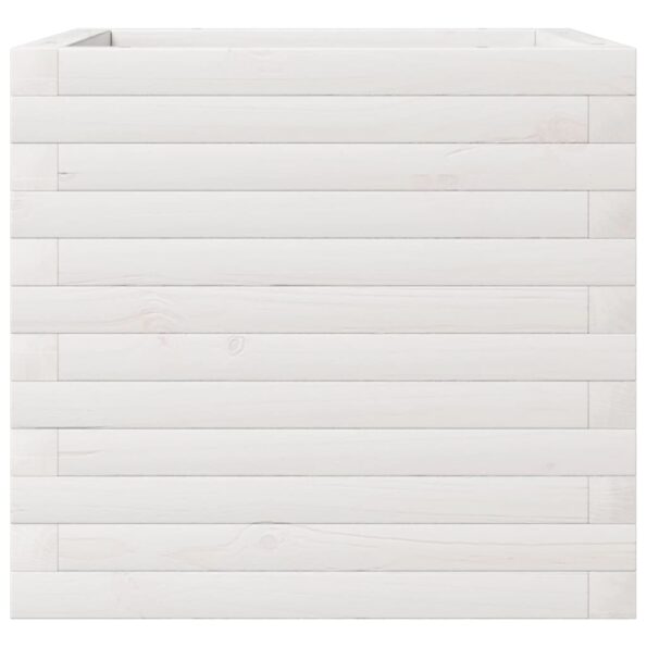 vidaXL Záhradný kvetináč biely 50x50x45,5 cm masívna borovica – Obrázok 5