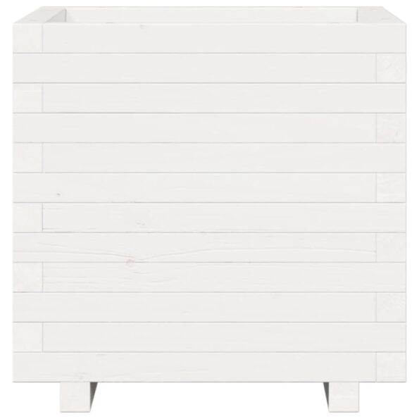 vidaXL Záhradný kvetináč biely 50x50x49,5 cm masívna borovica – Obrázok 5