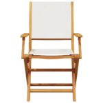 vidaXL 3-dielna bistro súprava krémovobiele látka a masívne drevo – Obrázok 4