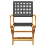 vidaXL 3-dielna bistro súprava čierna polyratan+drevený masív – Obrázok 3