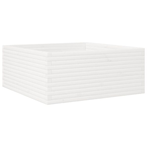 vidaXL Záhradný kvetináč biely 110x110x46 cm borovicový masív – Obrázok 2