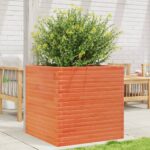 vidaXL Záhradný kvetináč voskovohnedý 70x70x68,5 cm masívna borovica