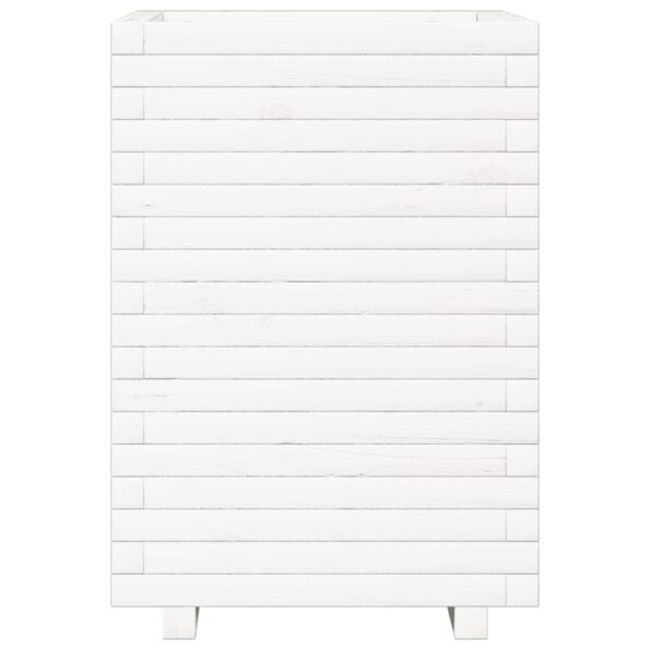 vidaXL Záhradný kvetináč biely 50x50x72 cm masívna borovica – Obrázok 5