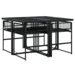 vidaXL 5-dielna záhradná jedálenská súprava čierna polyratan – Obrázok 7