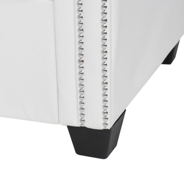 vidaXL Rohová pohovka Chesterfield, umelá koža, biela – Obrázok 6