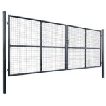 vidaXL Pletená záhradná brána, pozinkovaná oceľ, 400x150 cm, sivá – Obrázok 2