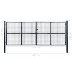 vidaXL Pletená záhradná brána, pozinkovaná oceľ, 400x150 cm, sivá – Obrázok 6