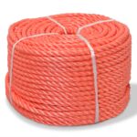 vidaXL Pletené lano polypropylénové 14 mm 100 m oranžové