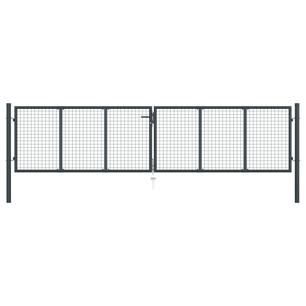 VXL8719883769400_a_en_hd_1.jpg vidaXL Pletená záhradná brána, pozinkovaná oceľ, 400x75 cm, sivá – Obrázok 1