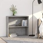 vidaXL Knižnica s 2 policami, betónovo sivá 80x30x76,5cm, drevotrieska