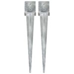 vidaXL Kotviace hroty 2 ks strieborné 14x14x91 cm pozinkovaná oceľ