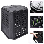 vidaXL Záhradný kompostér, čierny 68,9x68,9x83,9 cm, 360 l