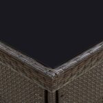 vidaXL Vonkajší jedálenský stôl hnedý polyratan a sklo – Obrázok 2