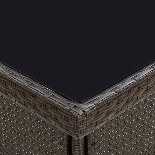 vidaXL Vonkajší jedálenský stôl hnedý polyratan a sklo – Obrázok 2