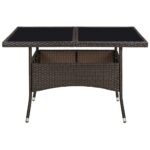 vidaXL Vonkajší jedálenský stôl hnedý polyratan a sklo – Obrázok 4