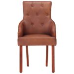 vidaXL Jedálenské stoličky 6 ks, hnedé, pravá kozia koža – Obrázok 3