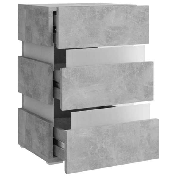 vidaXL Nočný stolík s LED, betónovo sivý 45x35x67 cm, kompozitné drevo – Obrázok 10