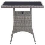 vidaXL Záhradný stôl, sivý 80x80x74 cm, polyratan – Obrázok 3