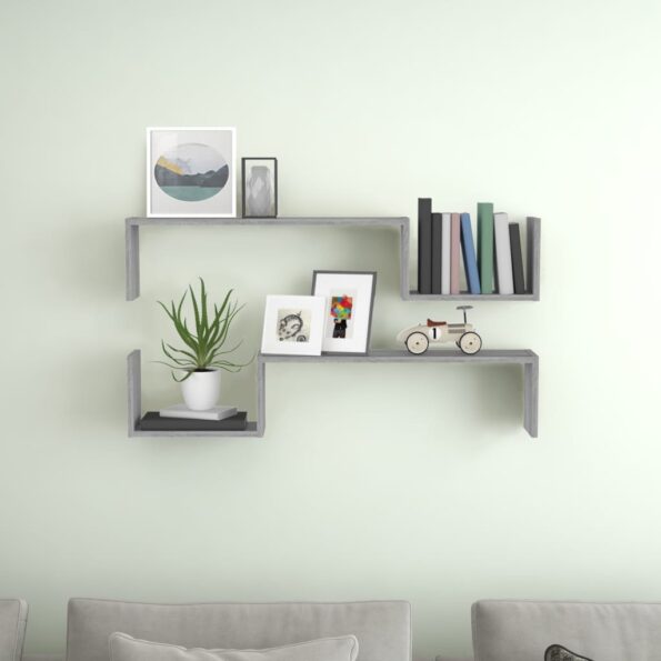 vidaXL Nástenné police 2ks sivé sonoma 100x15x20 cm spracované drevo – Obrázok 3